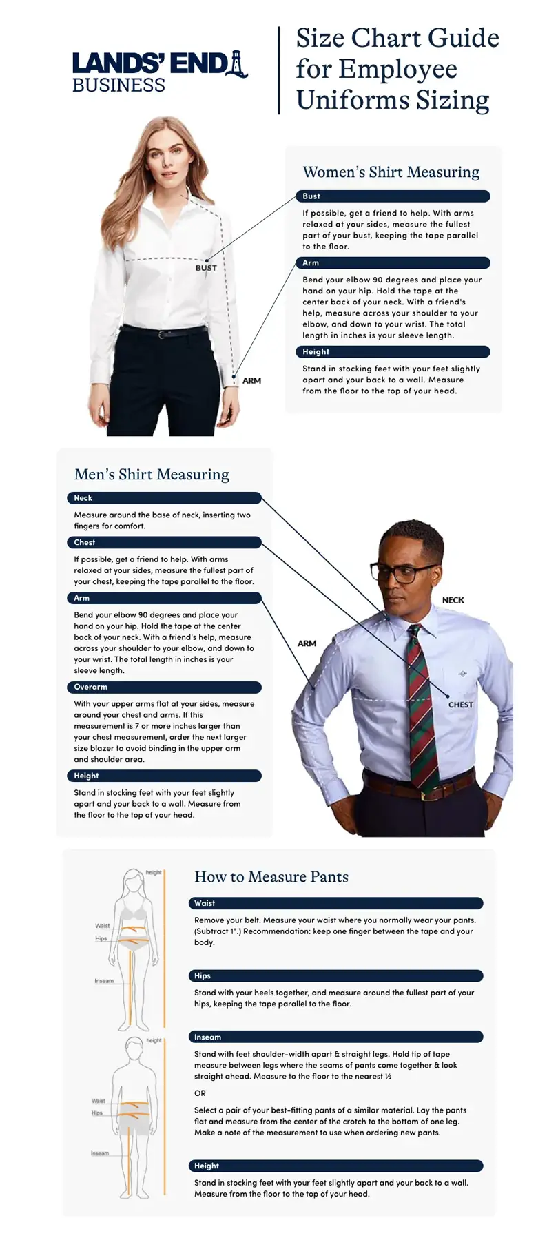 Employee Uniform Sizing Guide Infographic