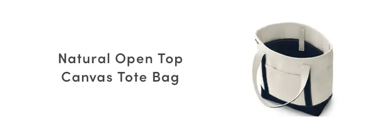 Natural open top canvas tote bag