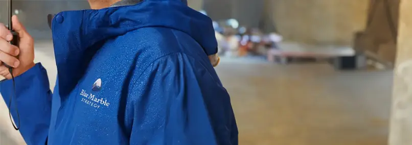 Blue rain jacket Lands' End Outfitters uniform